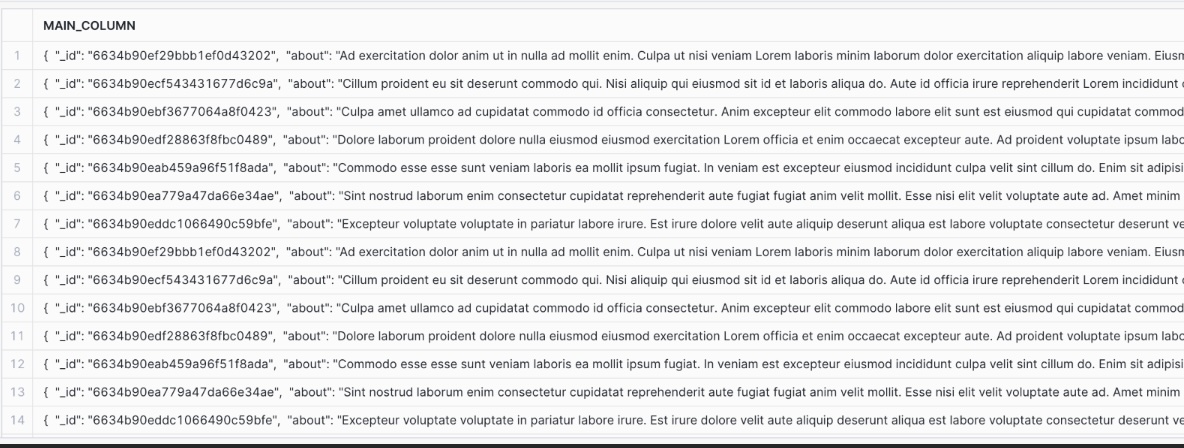 json variant table