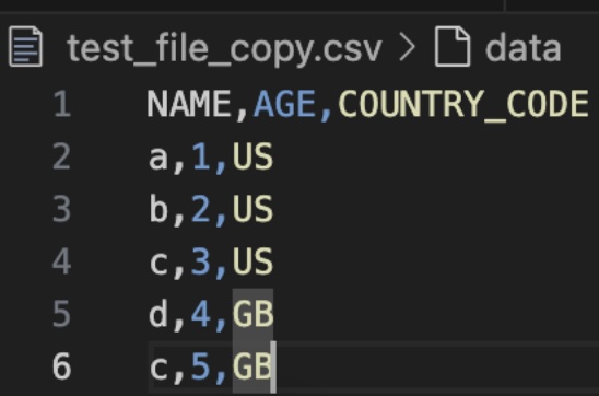 Test data additional column