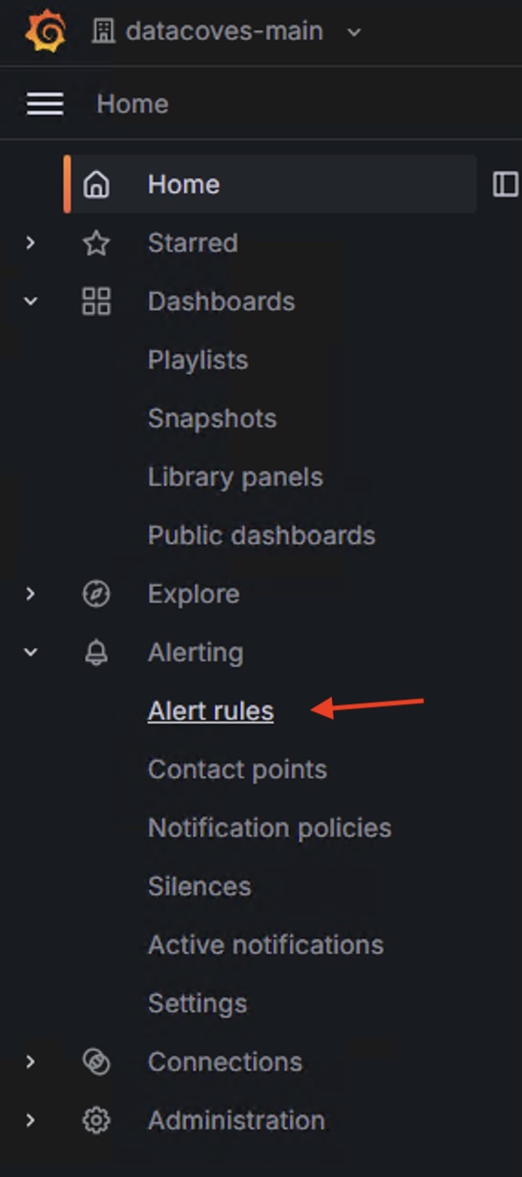 Grafana Alerting Menu