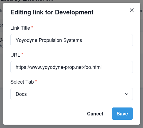 External links dialog