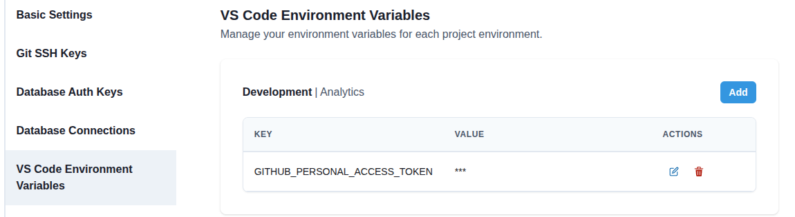 Add the GitHub token