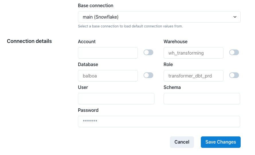 Service Connection Connection Details