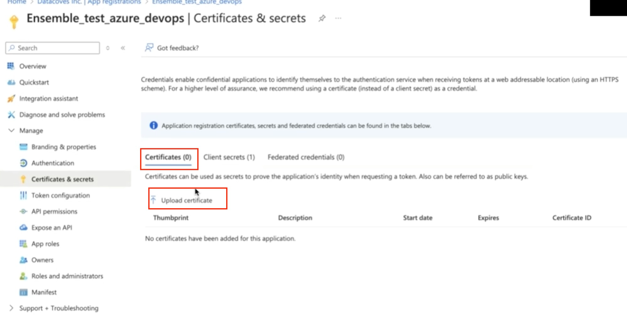 Upload Certificate