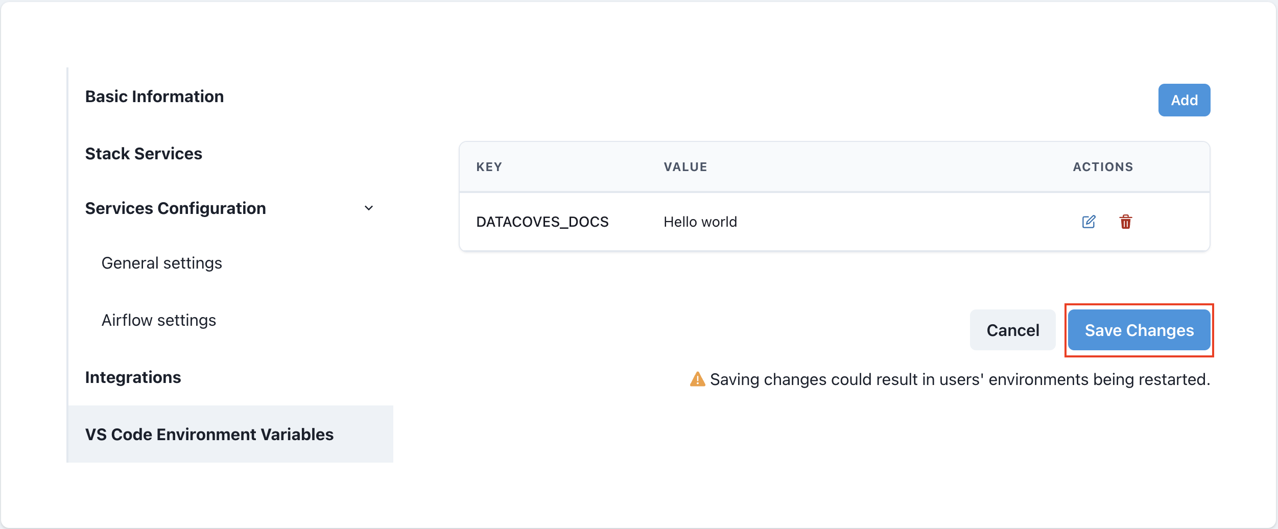 Save Changes